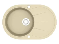 Fregadero de cocina de granito con un seno ovalado beige ES139553