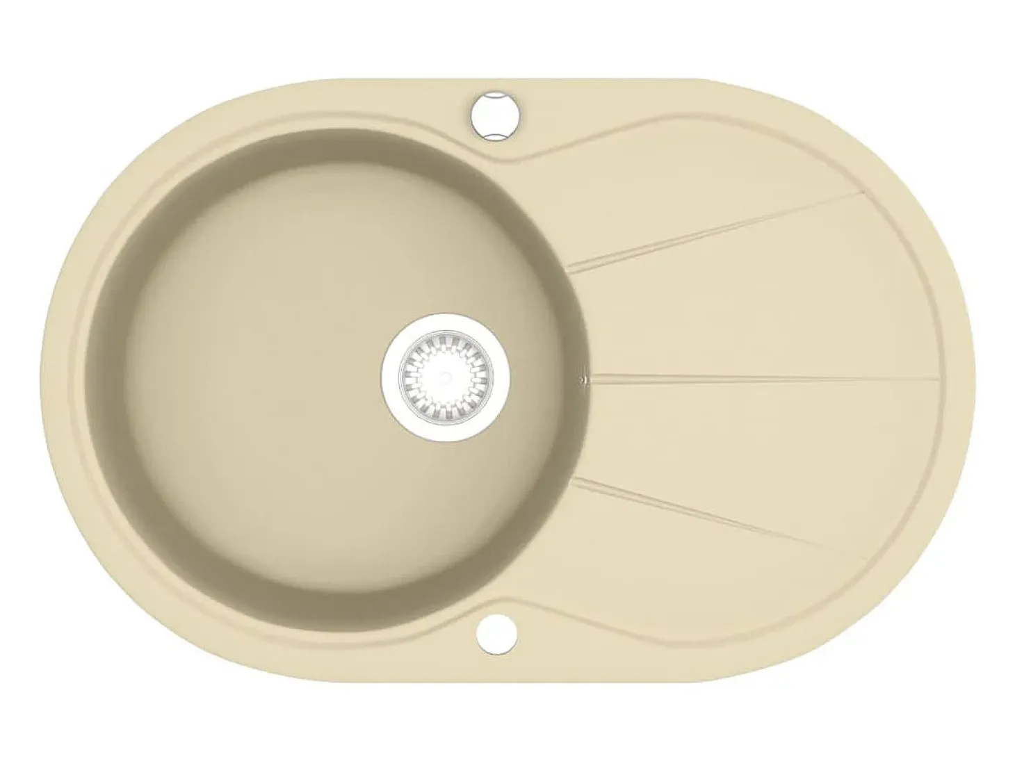 Fregadero de cocina de granito con un seno ovalado beige ES139553