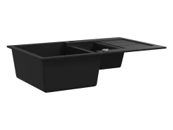 Fregadero de cocina de granito negro de dos senos