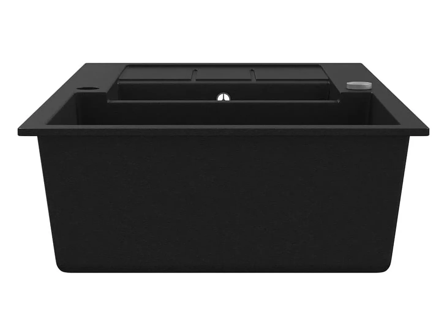 Fregadero de cocina de granito negro de dos senos