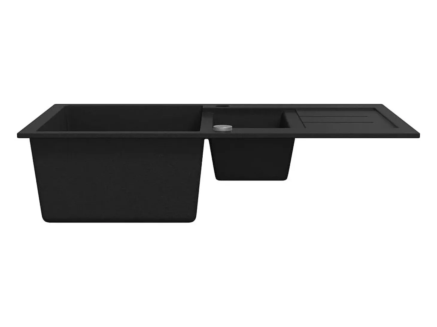 Fregadero de cocina de granito negro de dos senos