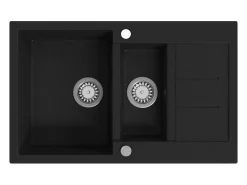Fregadero de cocina de granito negro de dos senos