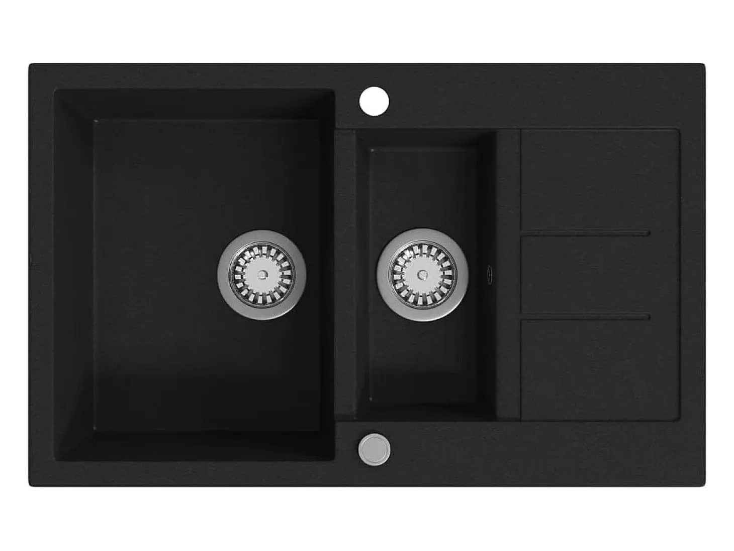 Fregadero de cocina de granito negro de dos senos
