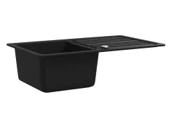 Fregadero de cocina de granito con escurridor reversible Negro