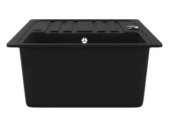 Fregadero de cocina de granito con escurridor reversible Negro