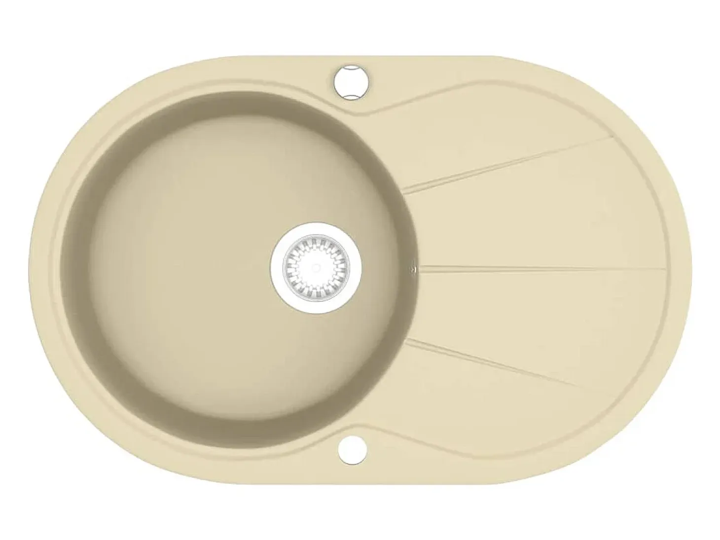 Fregadero de cocina de granito individual ovalado beige