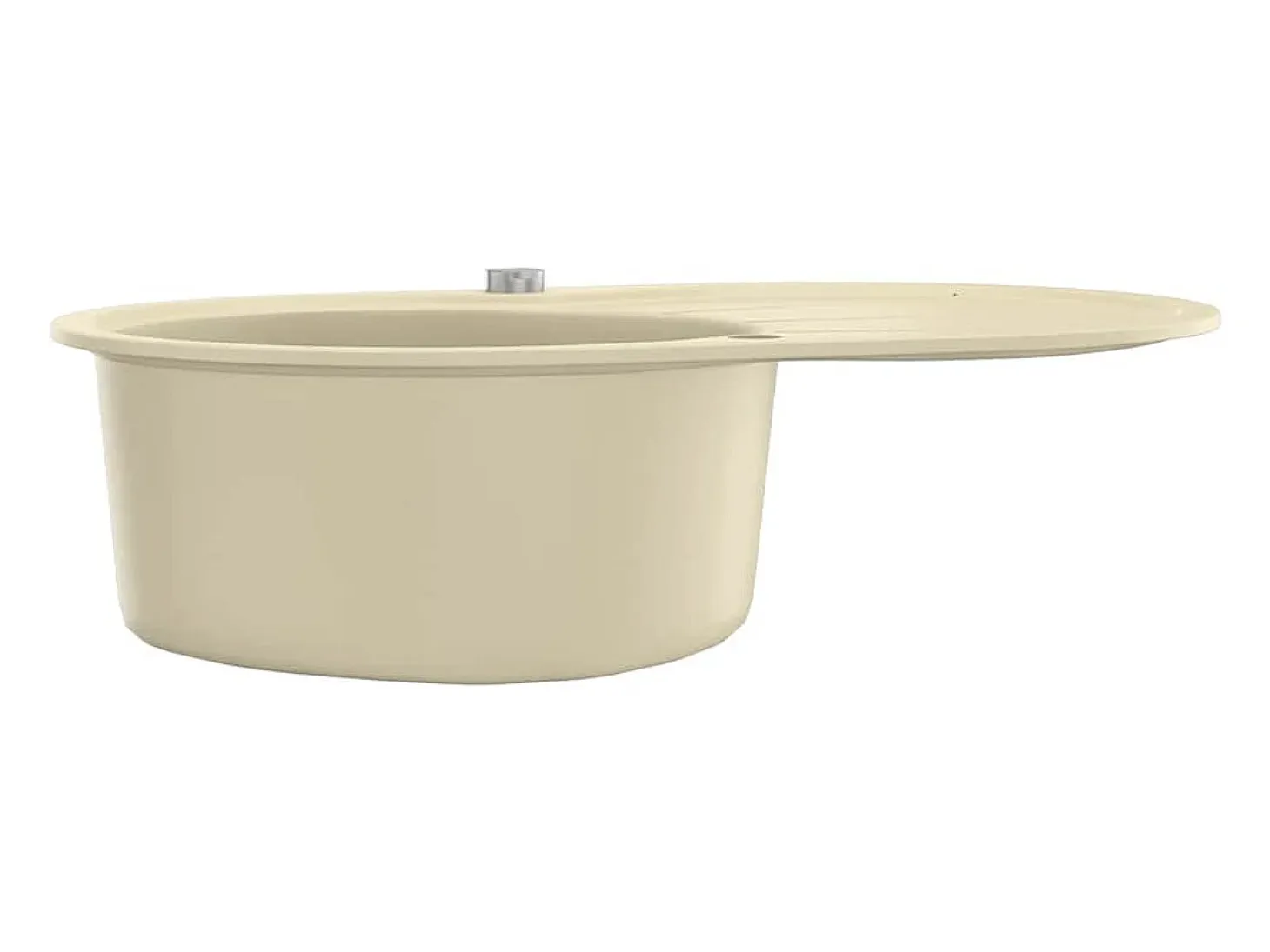 Fregadero de cocina de granito individual ovalado beige