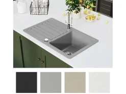 Fregadero de cocina de granito con escurridor reversible Gris