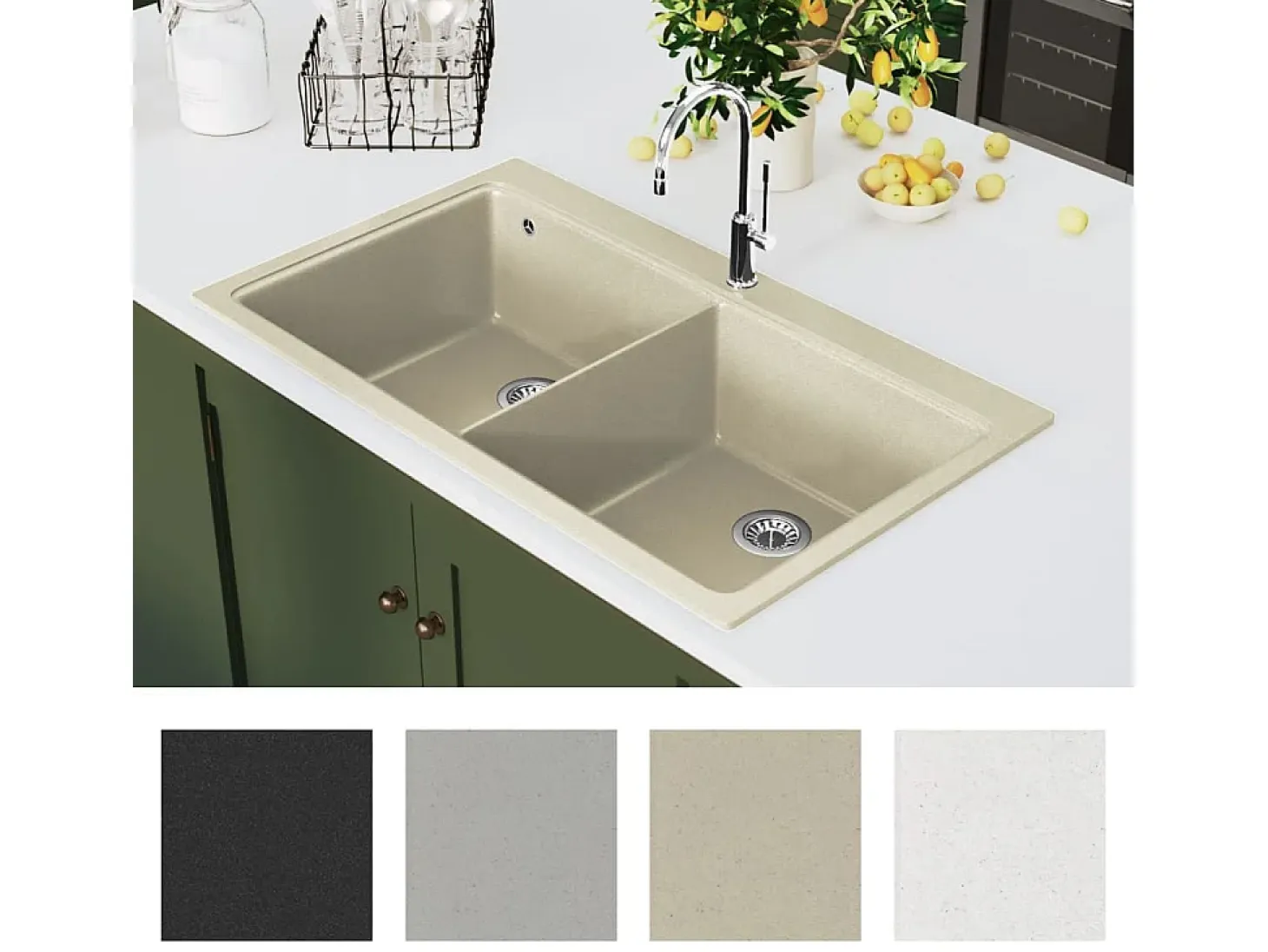 Fregadero de cocina de granito doble beige