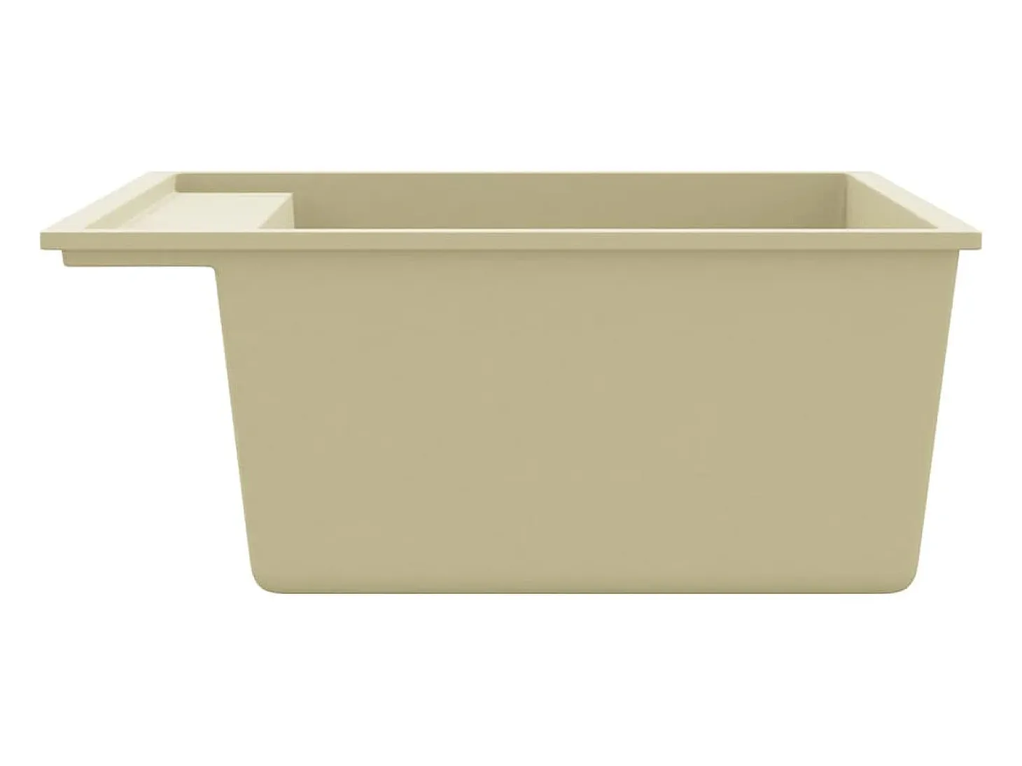 Fregadero de cocina de granito beige con orificio de rebose