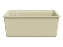 Fregadero de cocina de granito beige con orificio de rebose