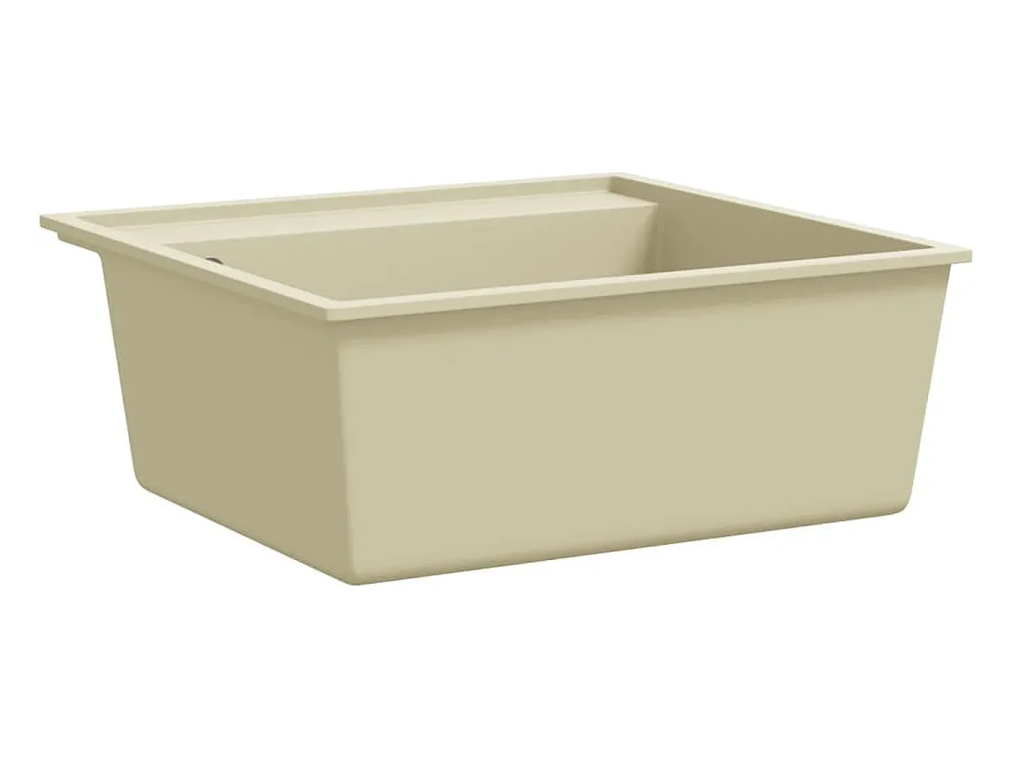 Fregadero de cocina de granito beige con orificio de rebose