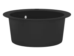 Fregadero de cocina de granito de un seno redondo negro