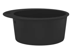 Fregadero de cocina de granito de un seno redondo negro