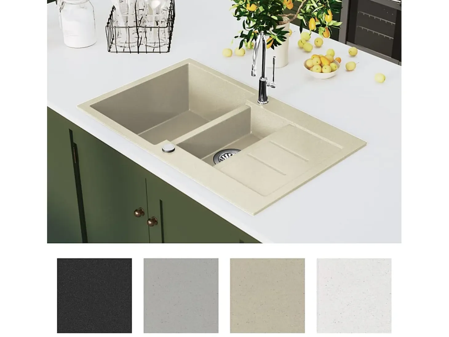 Fregadero de cocina de granito doble beige