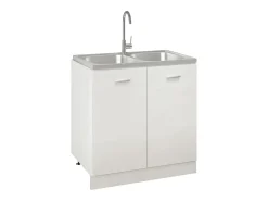 Fregadero de cocina doble seno acero inoxidable 800x500x155 mm ES467275