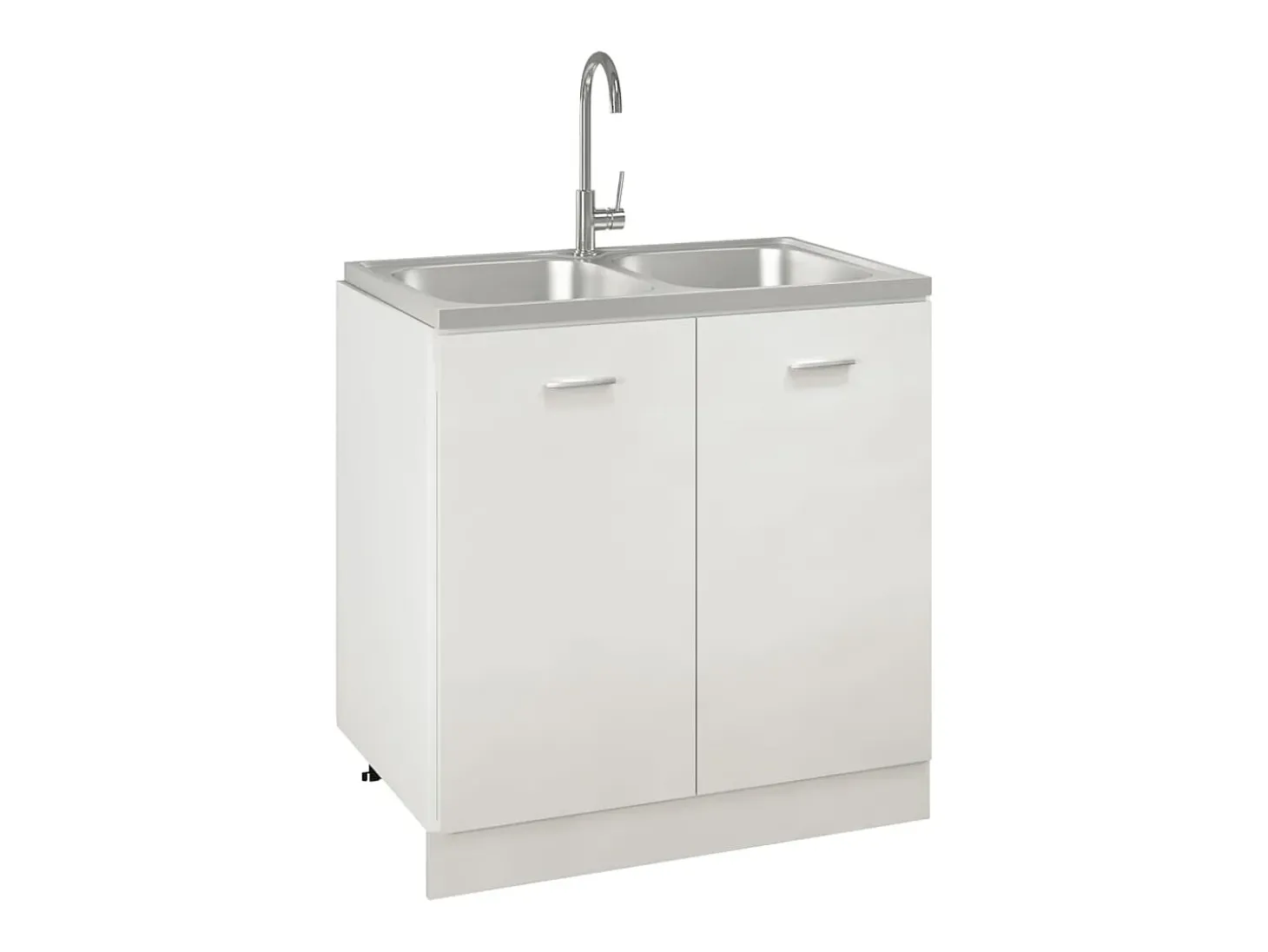 Fregadero de cocina doble seno acero inoxidable 800x500x155 mm ES467275
