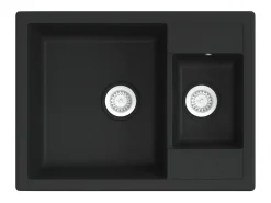 Fregadero de cocina doble seno con rebosadero granito negro ES539434