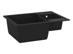 Fregadero de cocina doble seno con rebosadero granito negro ES539434