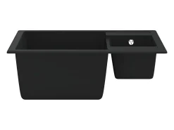 Fregadero de cocina doble seno con rebosadero granito negro ES539434