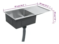 Fregadero de cocina hecho a mano de acero inoxidable