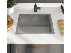 Fregadero de cocina hecho a mano de acero inoxidable