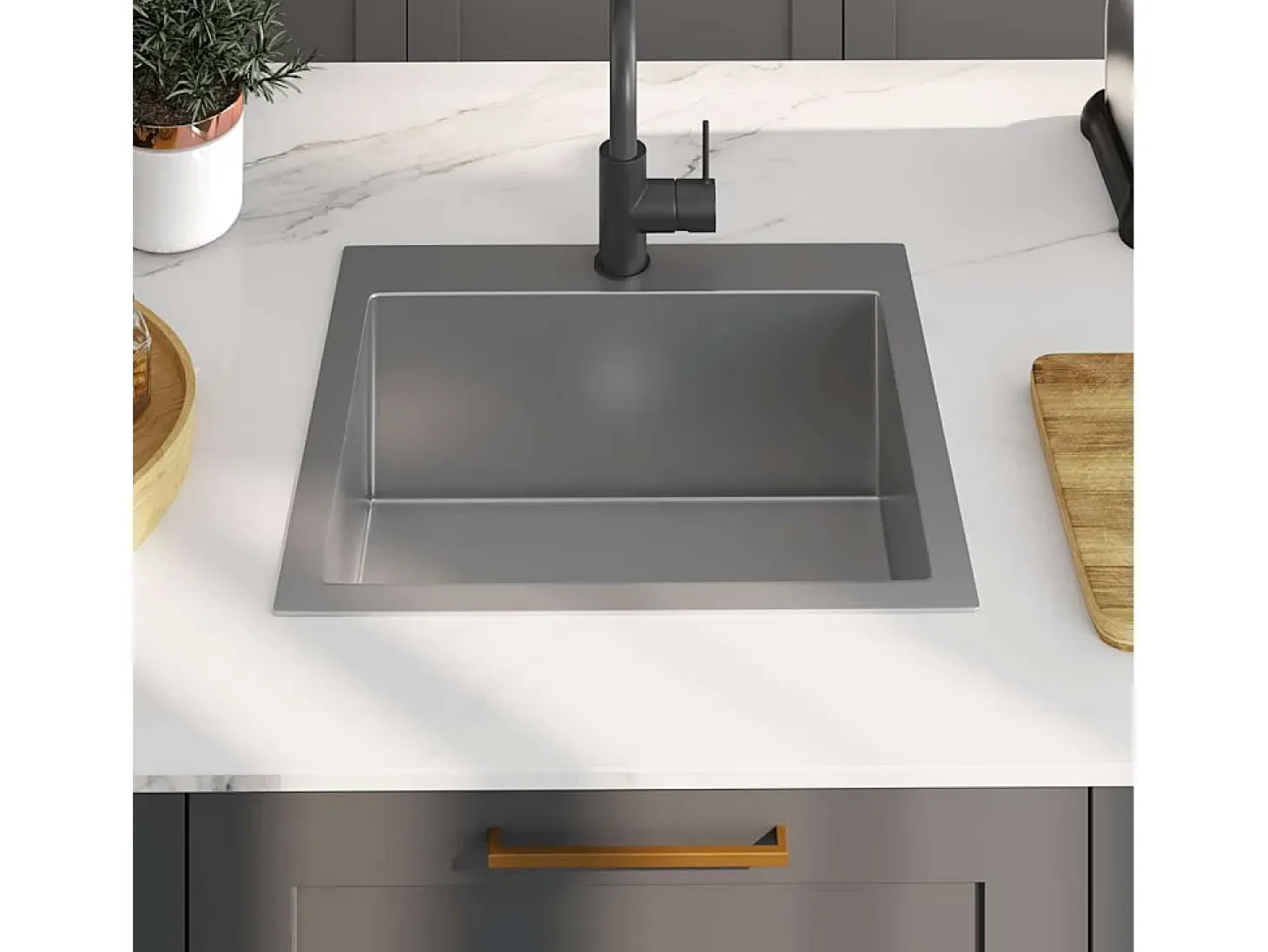 Fregadero de cocina hecho a mano de acero inoxidable