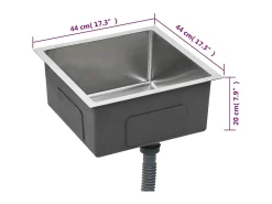 Fregadero de cocina hecho a mano de acero inoxidable
