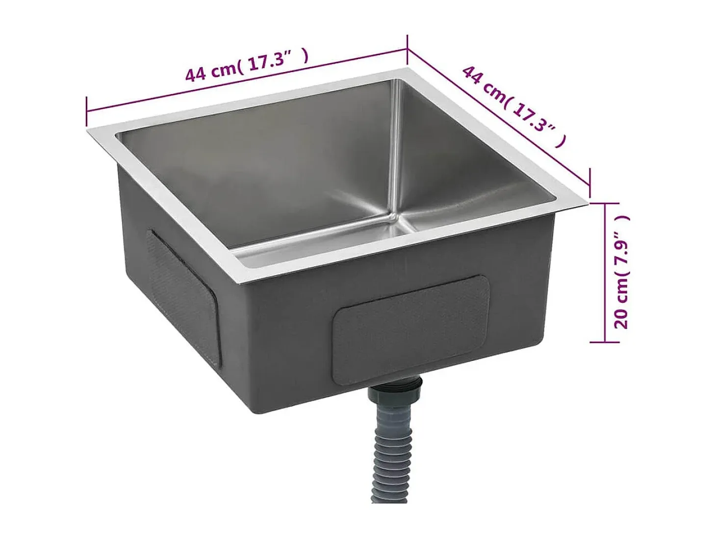 Fregadero de cocina hecho a mano de acero inoxidable