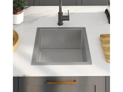 Fregadero de cocina hecho a mano de acero inoxidable