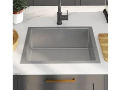 Fregadero de cocina hecho a mano de acero inoxidable