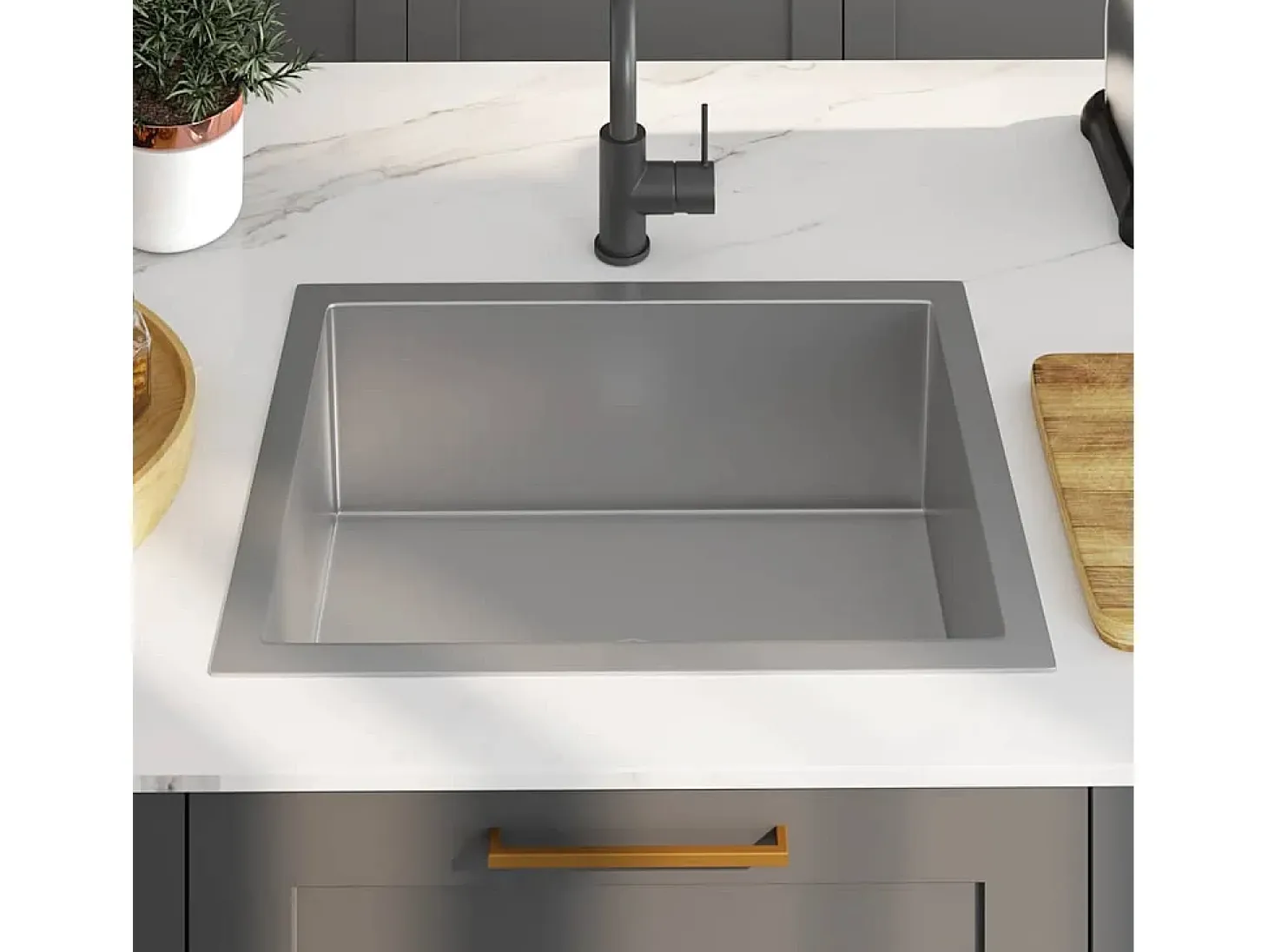 Fregadero de cocina hecho a mano de acero inoxidable