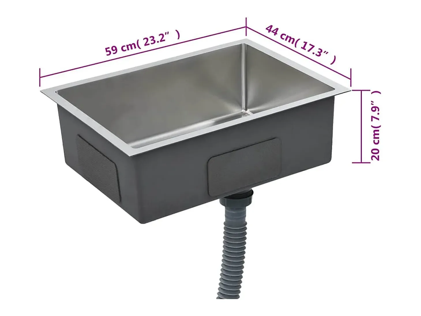 Fregadero de cocina hecho a mano de acero inoxidable