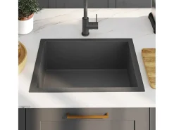 Fregadero de cocina hecho a mano de acero inoxidable negro