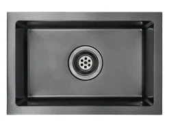 Fregadero de cocina hecho a mano de acero inoxidable negro