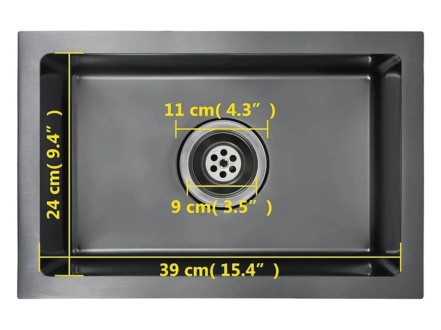 Fregadero de cocina hecho a mano de acero inoxidable negro