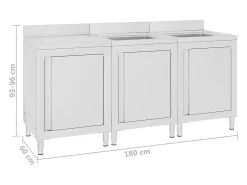 Fregadero de cocina industrial 180 x 60 x 96 cm acero inoxidable 02_0000720