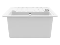 Fregadero de cocina reversible de granito crema de un seno con escurridor