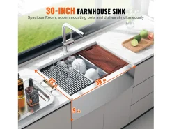 Fregadero de Cocina SucceBuy Estilo Rústico, de Acero Inoxidable 304, de un Solo Seno, 76 x 56 x 23 Cm