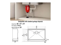 Fregadero de Cocina SucceBuy Estilo Rústico, de Acero Inoxidable 304, de un Solo Seno, 76 x 56 x 23 Cm