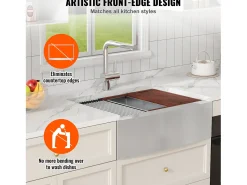Fregadero de Cocina SucceBuy Estilo Rústico, de Acero Inoxidable 304, de un Solo Seno, 76 x 56 x 23 Cm