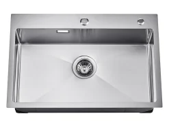 Fregadero de Cocina SucceBuy Fregadero de Cocina de 68CM con Montaje Superior, de un Solo Tazón y Bajo Encimera, de Acero Inoxidable.