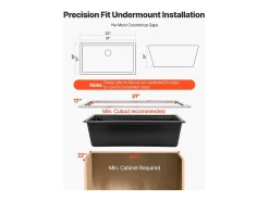 Fregadero de Cocina SucceBuy Moderno en Granito de 83,8 cm, Fregadero bajo Encimera de Cubeta Grande Simple, Cubeta Lavadora con Múltiples Accesorios