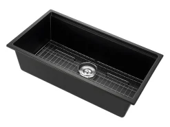 Fregadero de Cocina SucceBuy Moderno en Granito de 83,8 cm, Fregadero bajo Encimera de Cubeta Grande Simple, Cubeta Lavadora con Múltiples Accesorios