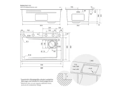 Fregadero de cocina 68x46 cm lavabo rectangular antracita acero con accesorios