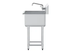 Fregadero de Servicio, SucceBuy, 53.3x104.1CM, Fregadero de Servicio y Preparación de un Compartimento con Protector Contra Salpicaduras de Acero Inoxidable