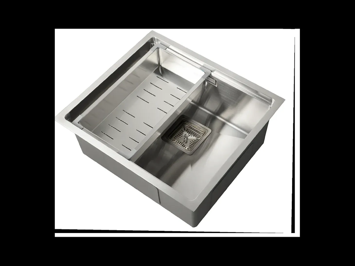 Fregadero de un seno en inox con bandeja Kenia 21,5 cm(alto) 44 cm(ancho) 44 cm(largo)