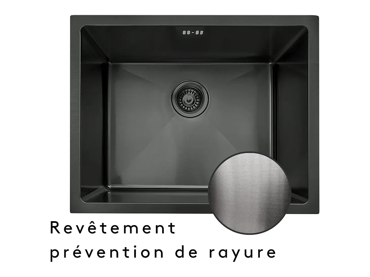 Fregadero Luisa 1 cubeta 55x45 en acero inoxidable gris gun metal Essebagno