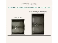 Fregadero Luisa 1 cubeta 55x45 en acero inoxidable gris gun metal Essebagno