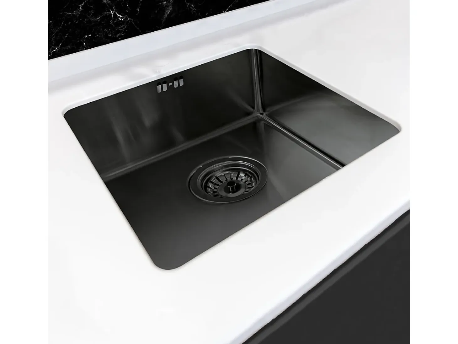 Fregadero Luisa 1 cubeta 55x45 en acero inoxidable gris gun metal Essebagno